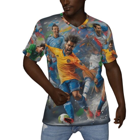 All-Over Print Soccer V-Neck T-Shirt